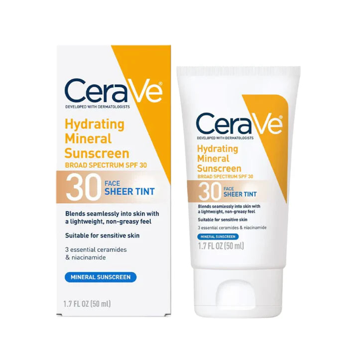 CeraVe Hydrating Mineral Sunscreen SPF 30 Face Lotion Sheer Tint