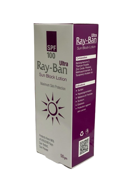 RAY-BAN ULTRA SUNBLOCK LOTION SPF 100 MAXIMUM SKIN PROTECTION 50gm