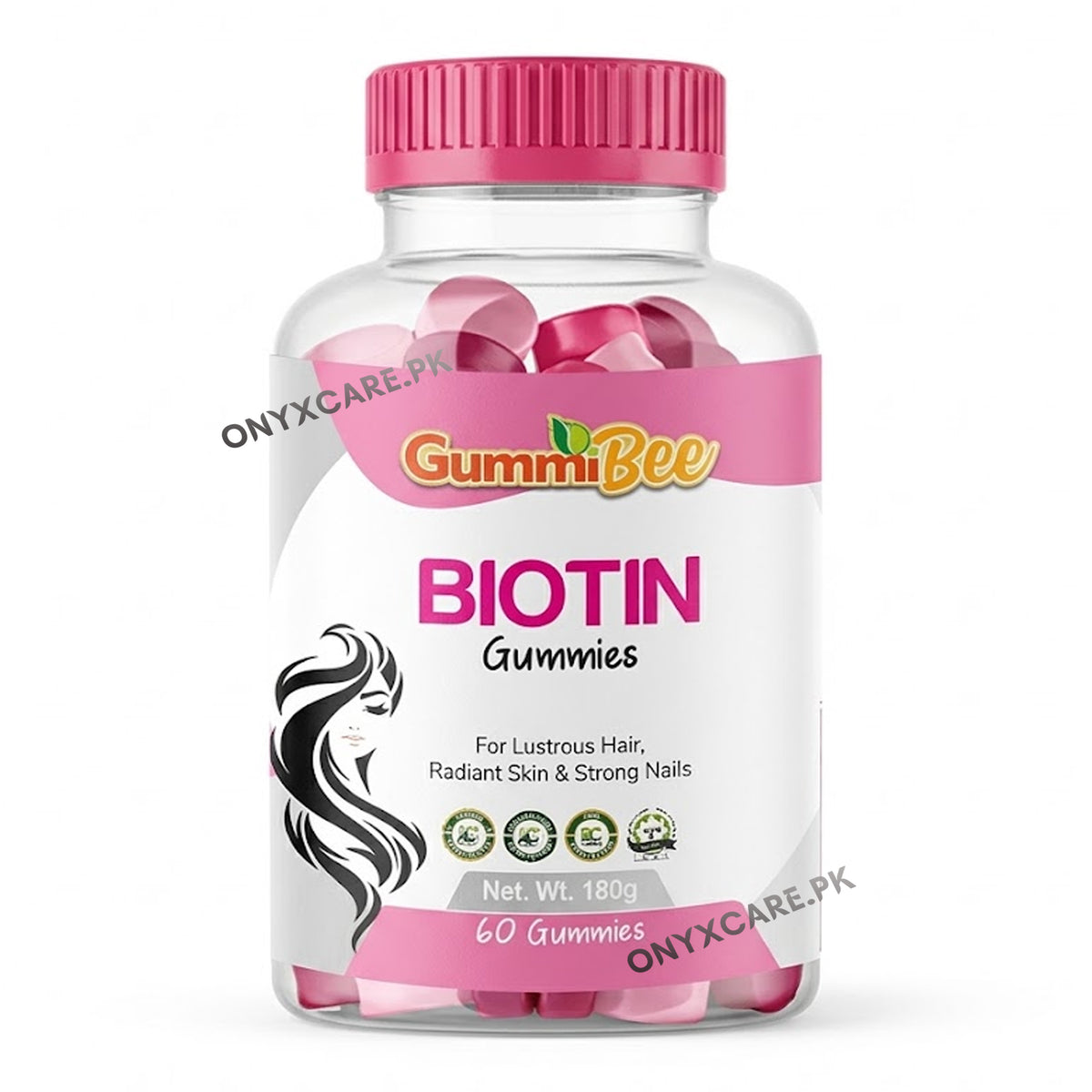 GummiBee Biotin Gummies – Strawberry Flavor (60 Gummies)
