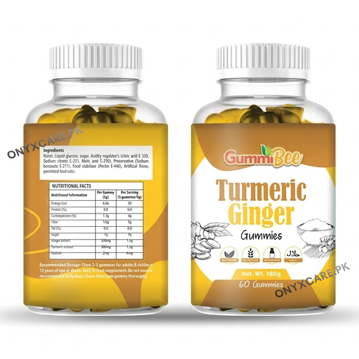 GummiBee Turmeric + Ginger Gummies - Ginger Flavor (60 Gummies)
