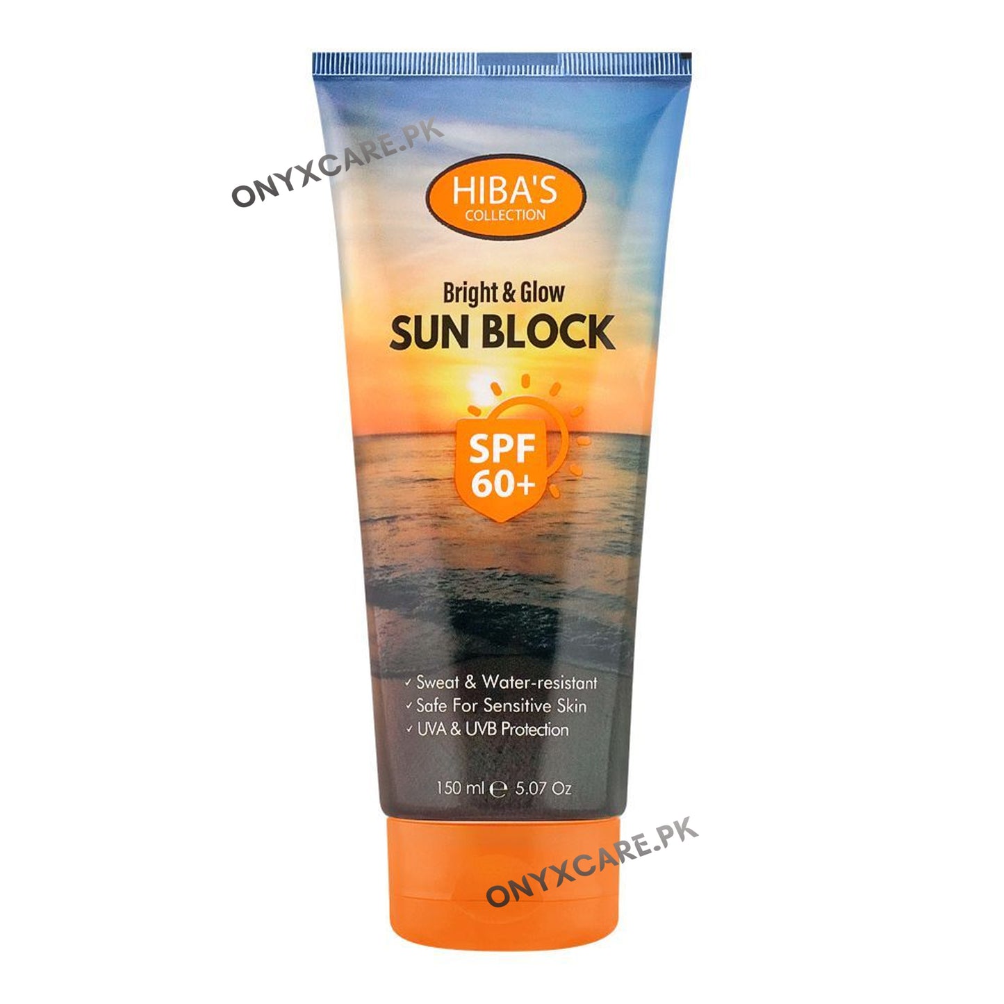 Hiba's Collection Bright & Glow Sun Block SPF 60+, Safe For Sensitive Skin, 150ml