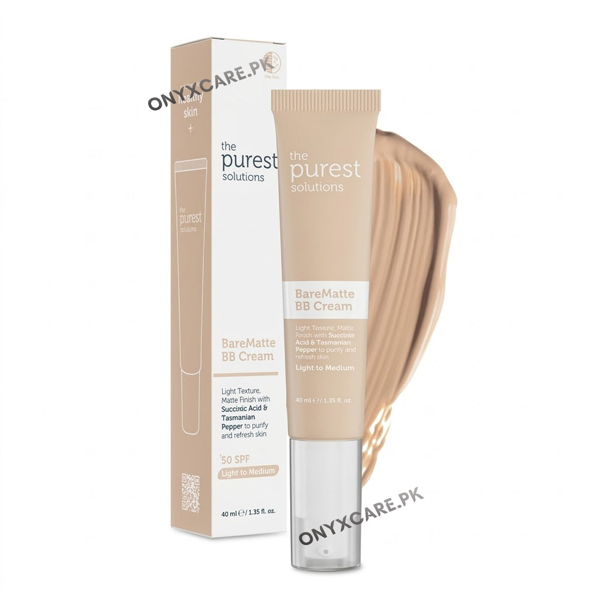 The Purest Solutions Mattifying BB Cream for Oily and Combination Skin, SPF 50+, 40 ml – Light/Medium Tone